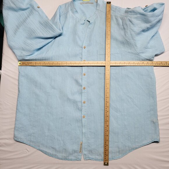 Carribean Mens Shirt Linen Blend Button Up 3XT Tall Roll Tab Long Sleeve Coastal - Picture 13 of 16